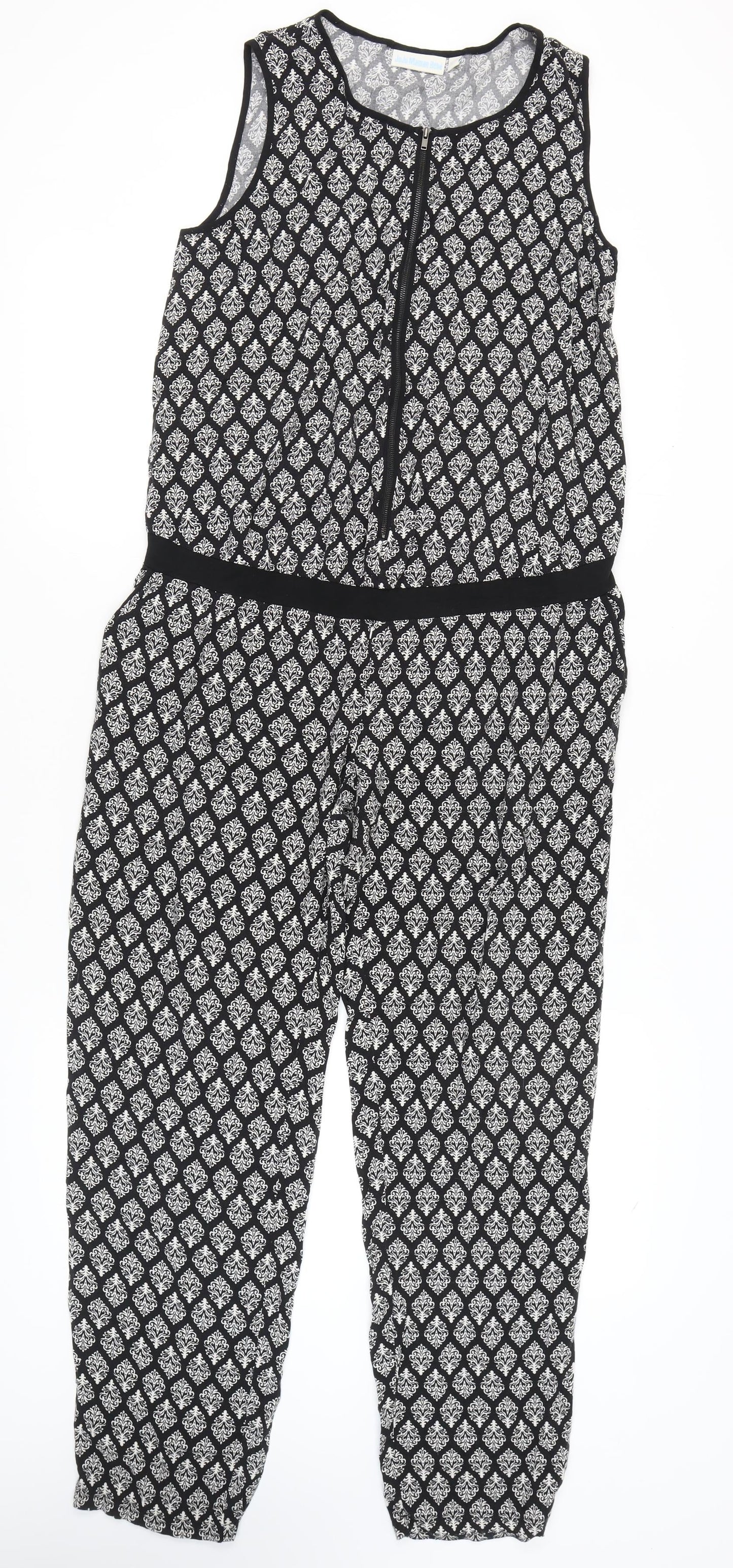 JoJo Maman Bébé Women's Black S Jumpsuit Geometric Sleeveless