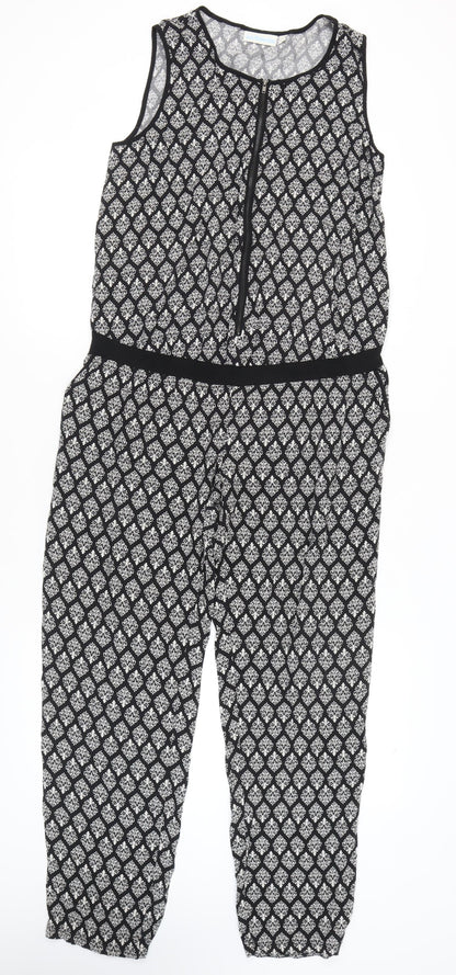 JoJo Maman Bébé Women's Black S Jumpsuit Geometric Sleeveless