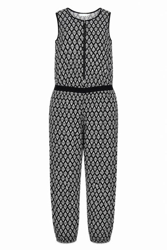 JoJo Maman Bébé Women's Black S Jumpsuit Geometric Sleeveless