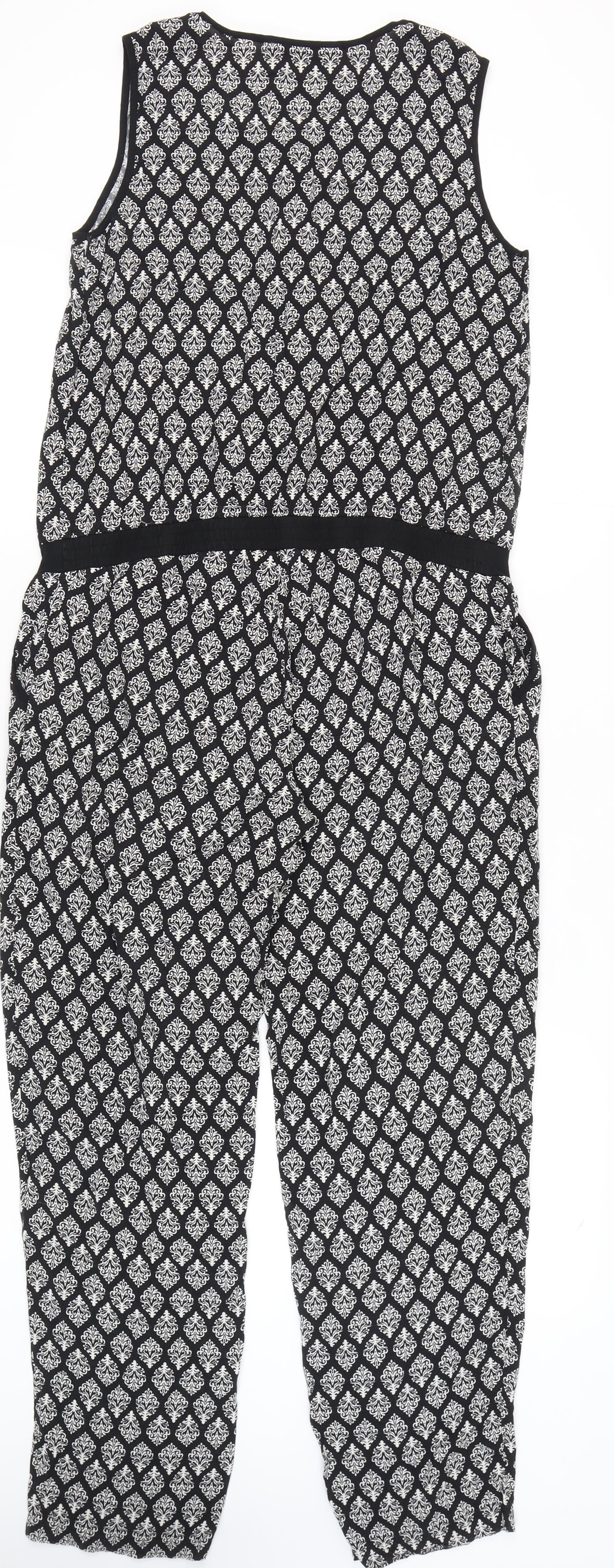 JoJo Maman Bébé Women's Black S Jumpsuit Geometric Sleeveless