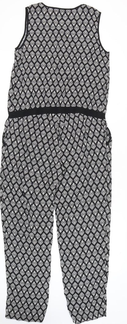 JoJo Maman Bébé Women's Black S Jumpsuit Geometric Sleeveless
