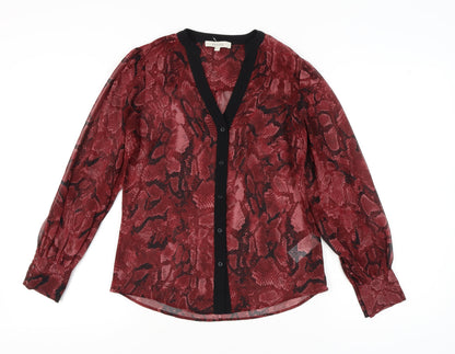 Womens UK Size 8 Oasis Red Classic Button-Up