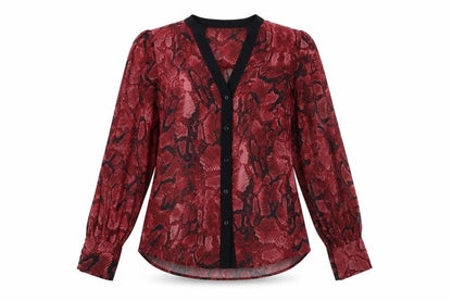 Womens UK Size 8 Oasis Red Classic Button-Up