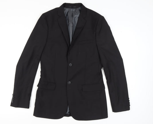 Mens UK Size 36 Topman Regular Black Suit Jacket