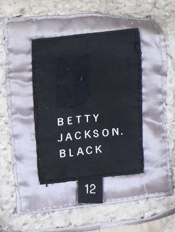 Womens UK Size 12 Betty Jackson Black Ivory Overcoat