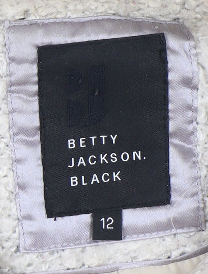 Womens UK Size 12 Betty Jackson Black Ivory Overcoat
