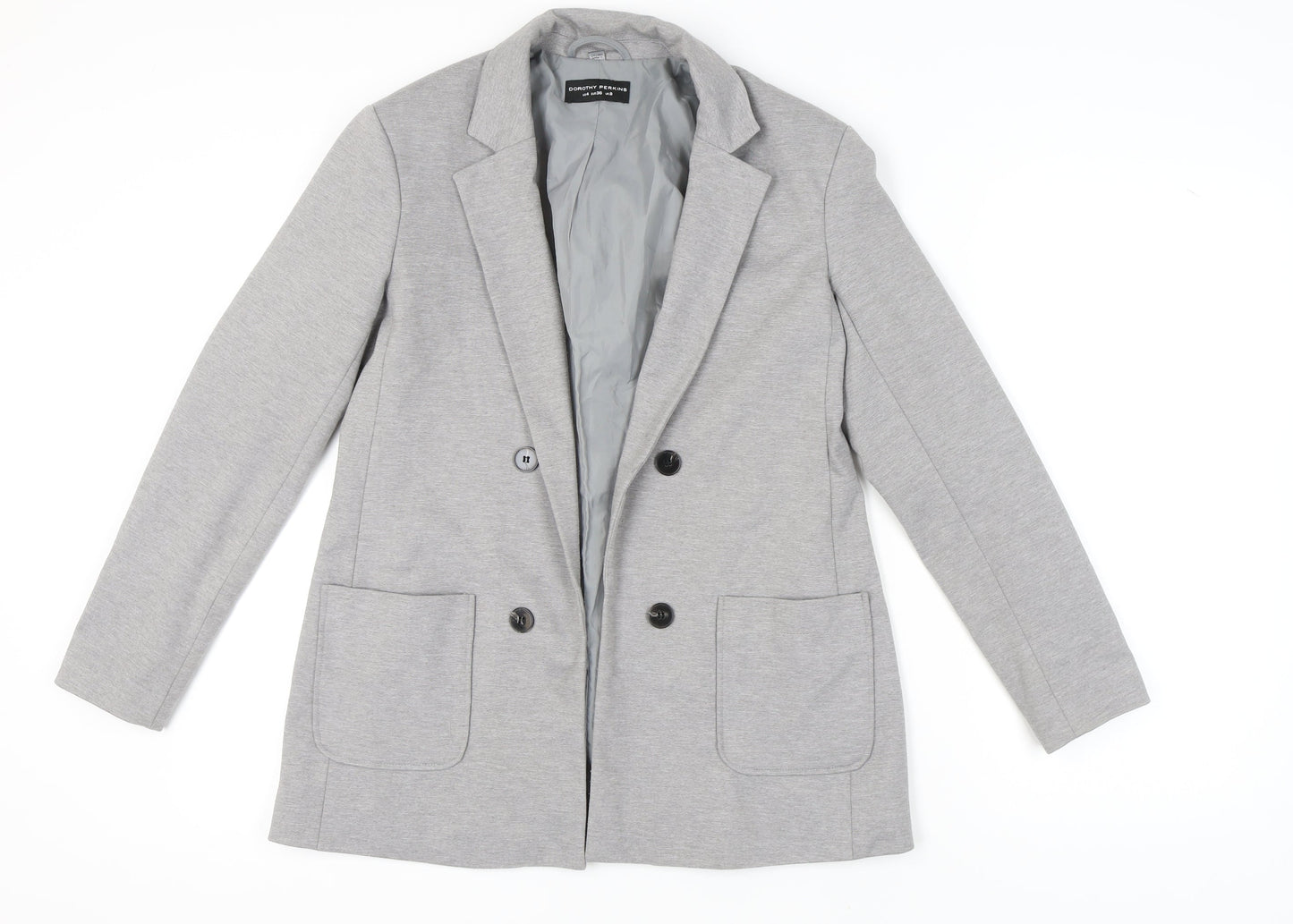 Dorothy Perkins Women's Grey Blazer, Size 8, Double-Breasted