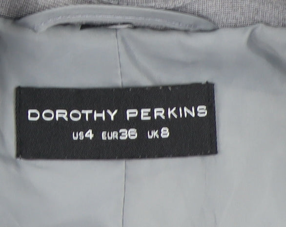 Dorothy Perkins Women's Grey Blazer, Size 8, Double-Breasted
