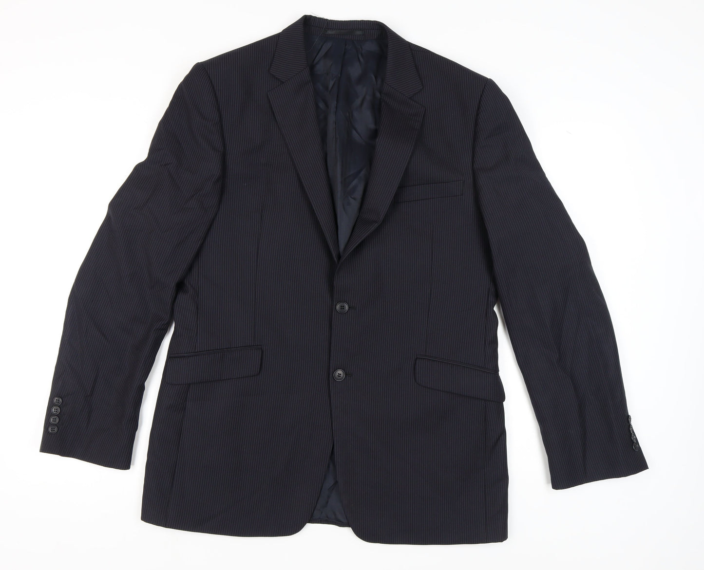 John Lewis Men's Black Long Blazer, 42L Wool Jacket