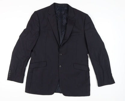 John Lewis Men's Black Long Blazer, 42L Wool Jacket