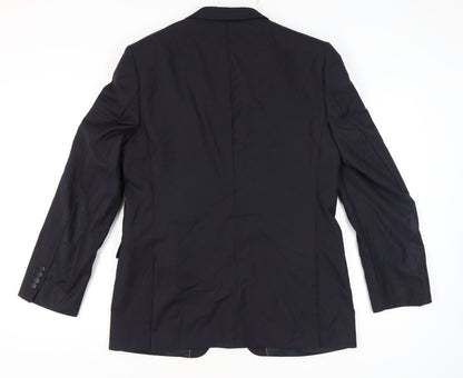 John Lewis Men's Black Long Blazer, 42L Wool Jacket