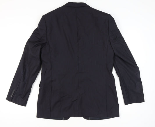John Lewis Men's Black Long Blazer, 42L Wool Jacket
