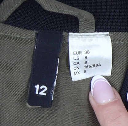 Womens UK Size 12 H&M Green Bomber Jacket