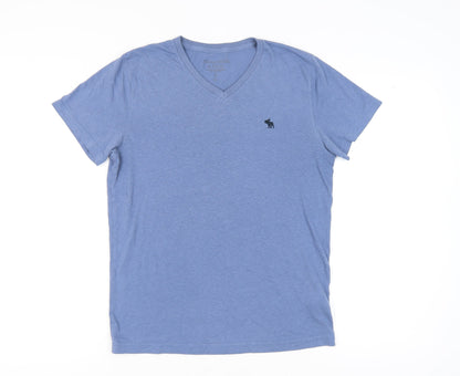 Abercrombie & Fitch Men's Blue V-Neck T-Shirt S