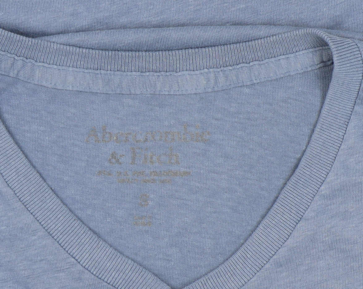 Abercrombie & Fitch Men's Blue V-Neck T-Shirt S