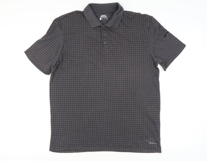 Slazenger Men's Black Check Polo Shirt - L