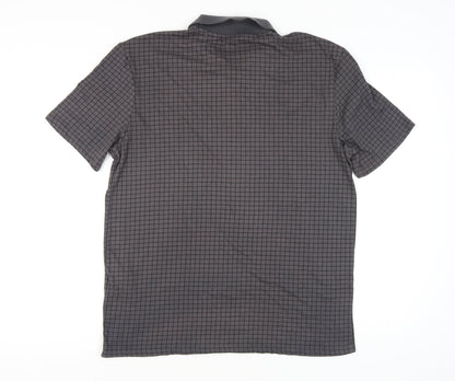 Slazenger Men's Black Check Polo Shirt - L