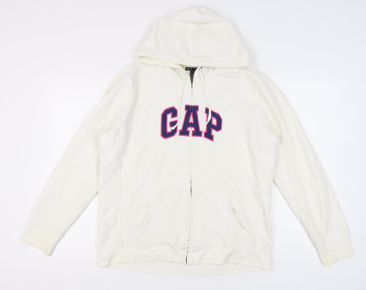 Gap Unisex White Full Zip Hoodie XL - Casual Style