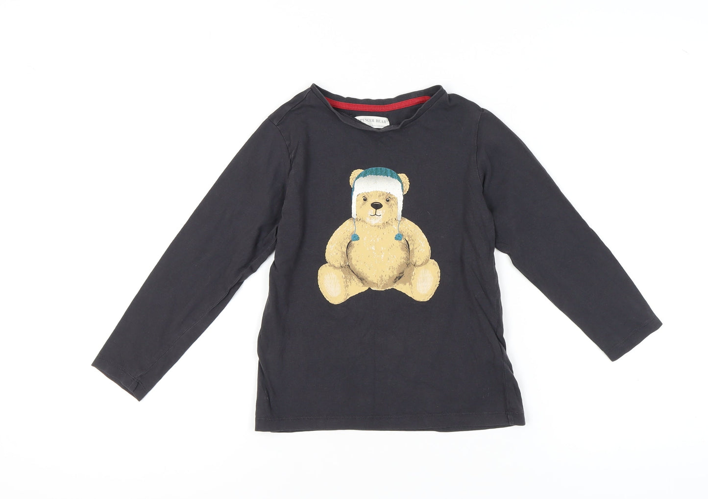Marks and Spencer Girls Black Teddy Pyjama Top 7-8 Years