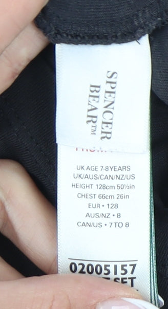 Marks and Spencer Girls Black Teddy Pyjama Top 7-8 Years