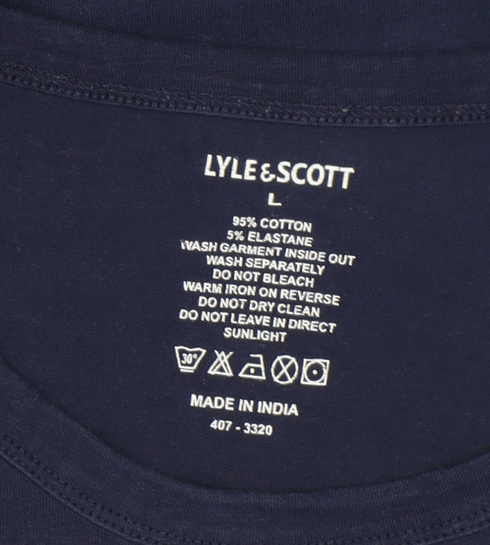 Lyle & Scott Men's Blue Long Sleeve Crew Neck T-Shirt L