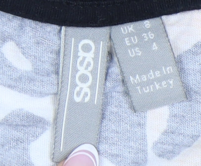 Womens UK Size 8 ASOS Multicoloured Basic T-Shirt