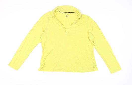 Boden Women's Yellow Collared Long Sleeve T-Shirt L