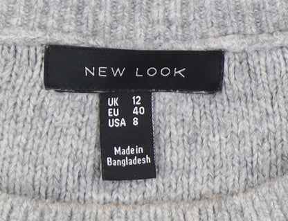 Womens UK Size 12 New Look Grey Pullover Jumper