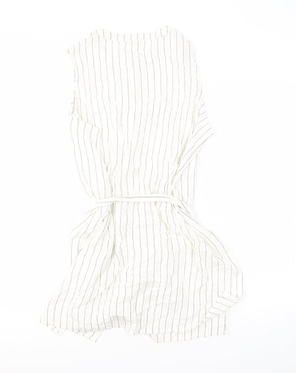 Fat Face Women's White Striped Button Dress Size 12