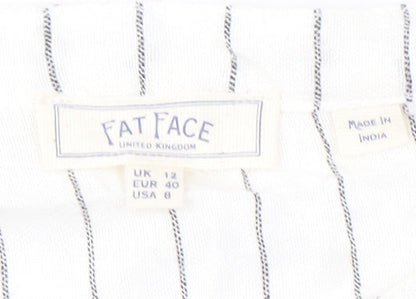 Fat Face Women's White Striped Button Dress Size 12