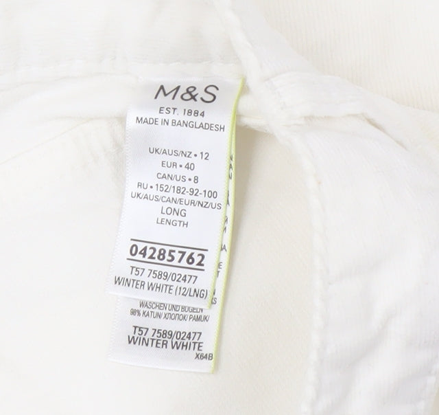 Womens UK Size 12 Marks and Spencer  Straight White Jeans
