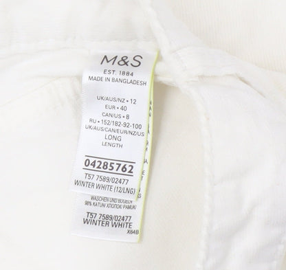 Womens UK Size 12 Marks and Spencer  Straight White Jeans