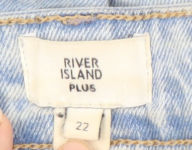 River Island Women's Blue Cropped Plus Size Jeans, Distressed