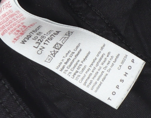 Unisex Adultss UK Size 30 Topshop Slim Fit Skinny Black Jeans