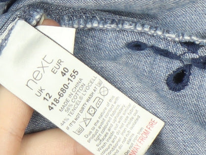 Next Women's Blue Embroidered Dress Size 12