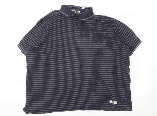 D555 Men's Blue Striped 4XL Polo Shirt
