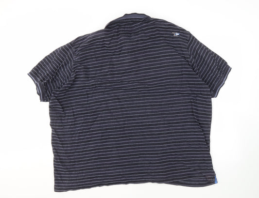 D555 Men's Blue Striped 4XL Polo Shirt