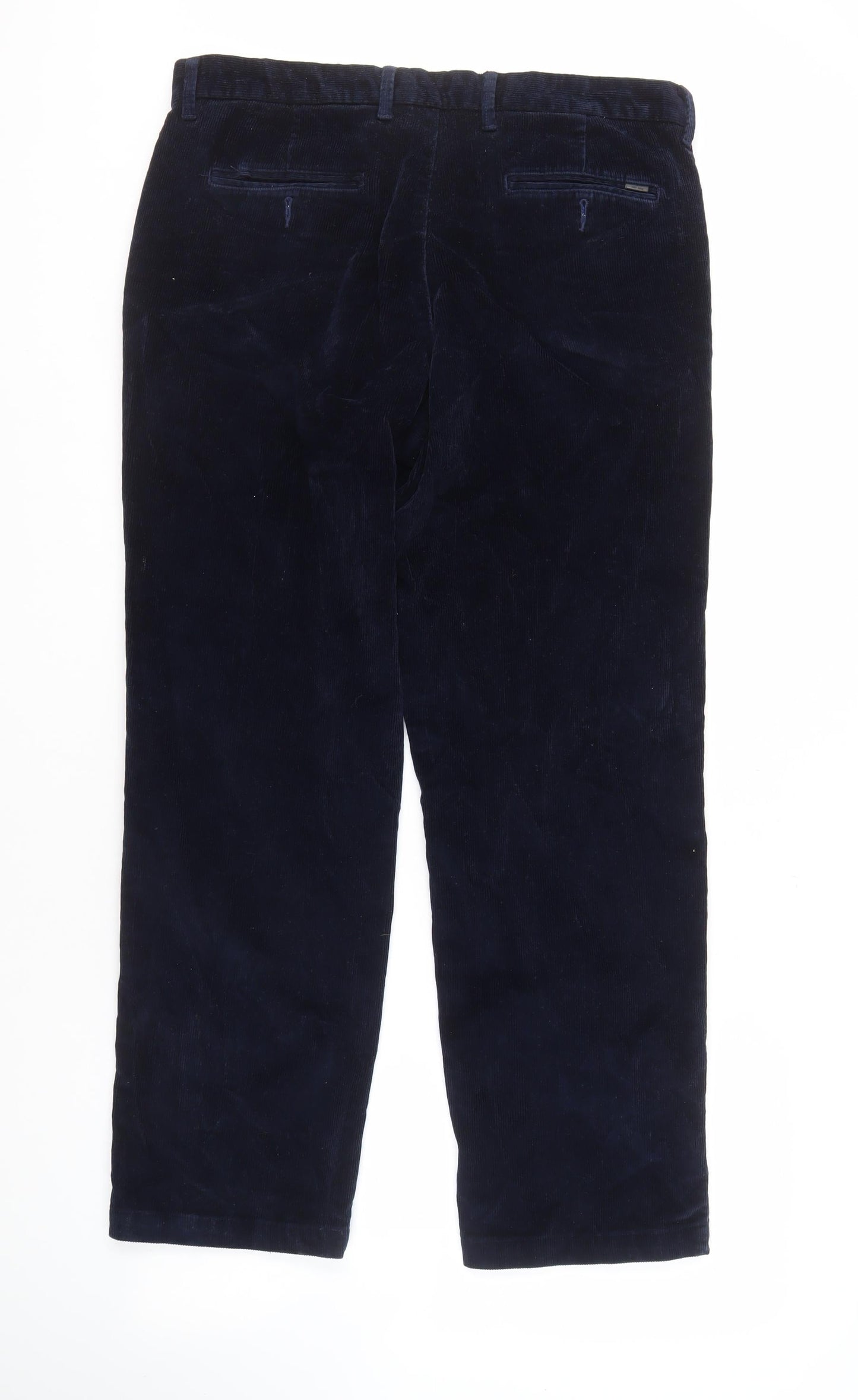 M&S Men's Blue Regular Fit Corduroy Trousers