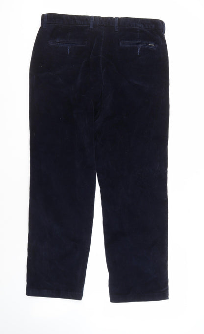 M&S Men's Blue Regular Fit Corduroy Trousers
