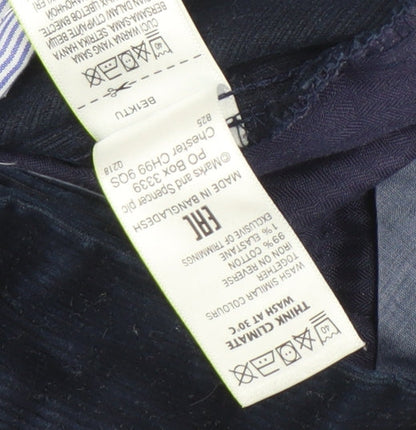 M&S Men's Blue Regular Fit Corduroy Trousers