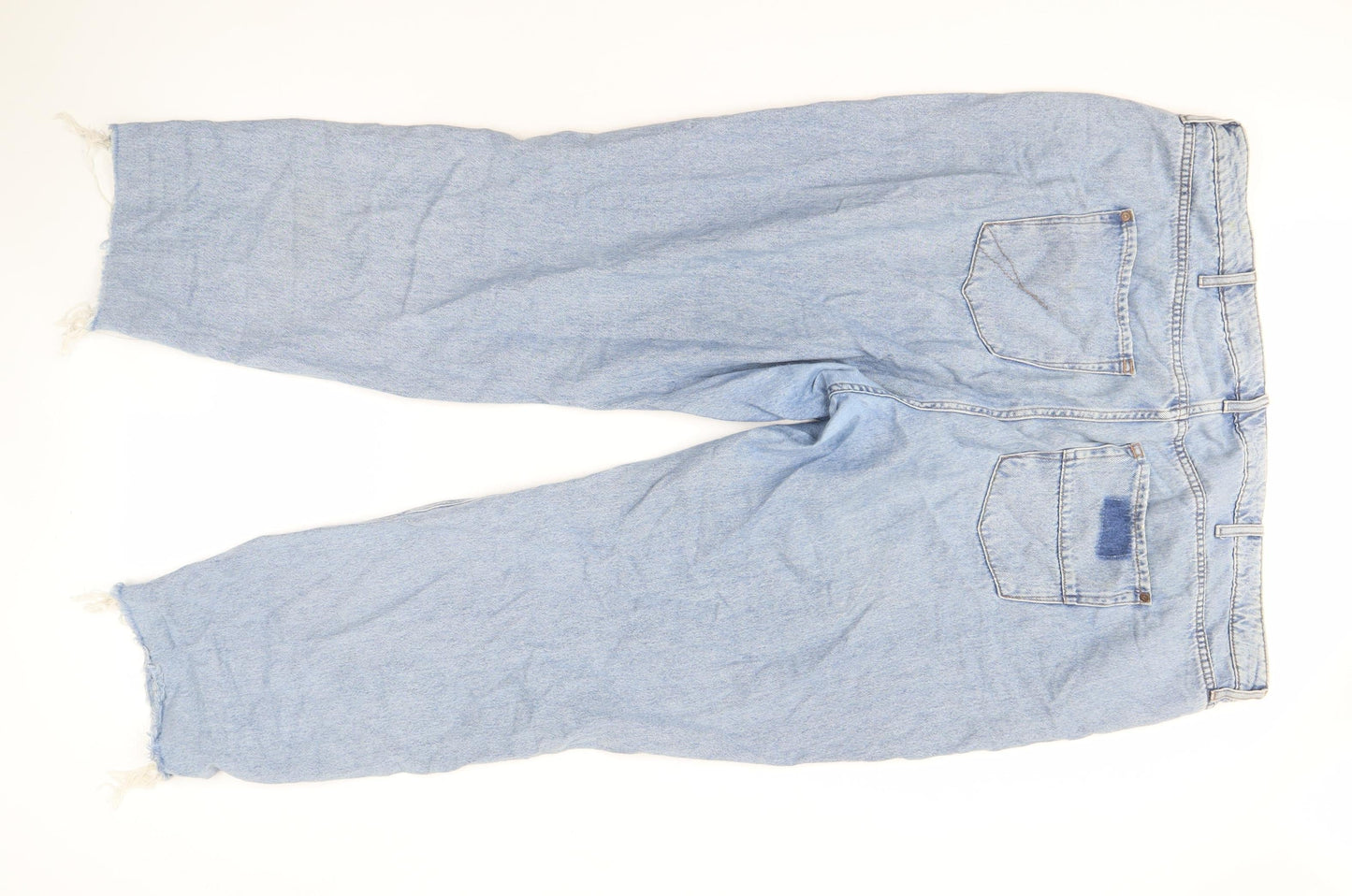 River Island Women's Blue Straight Jeans, Size 14, Distressed