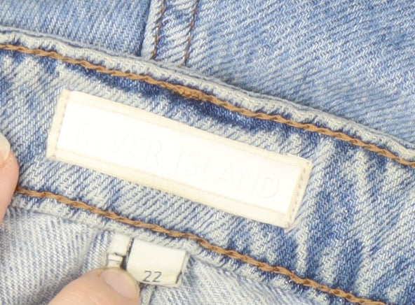 River Island Women's Blue Straight Jeans, Size 14, Distressed