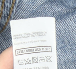 Topshop Women Blue Denim Mom Shorts, Size 8, Cotton Casual