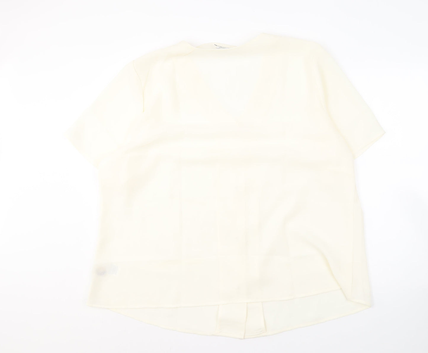 Damart Women's Ivory Button-Up V-Neck Blouse Size 28