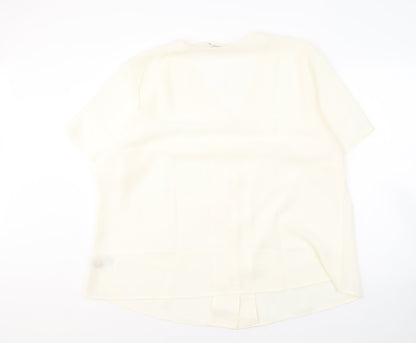 Damart Women's Ivory Button-Up V-Neck Blouse Size 28