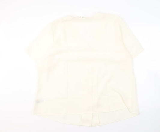 Damart Women's Ivory Button-Up V-Neck Blouse Size 28