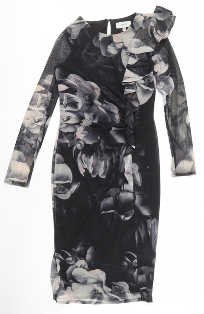 Coast Women's Black Floral Midi Bodycon Dress