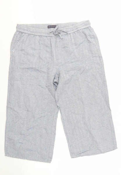 Womens UK Size 16 Marks and Spencer Regular Fit Cropped Blue Trousers
