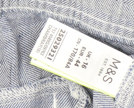 Womens UK Size 16 Marks and Spencer Regular Fit Cropped Blue Trousers