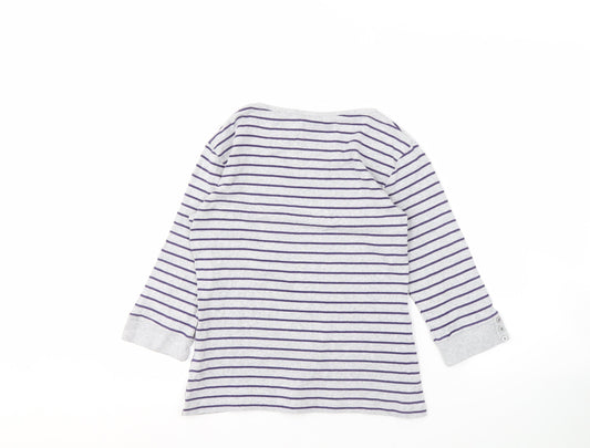 Marks and Spencer Women's Grey Striped T-Shirt Size 10